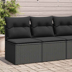 vidaXL 2-tlg. Garten-Sofagarnitur mit Kissen Schwarz Poly Rattan