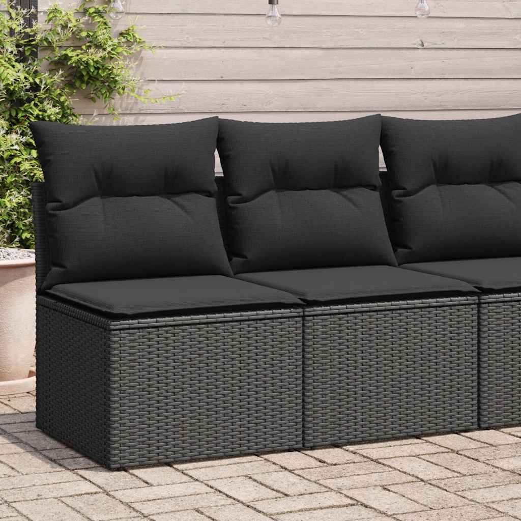 vidaXL 2-tlg. Garten-Sofagarnitur mit Kissen Schwarz Poly Rattan