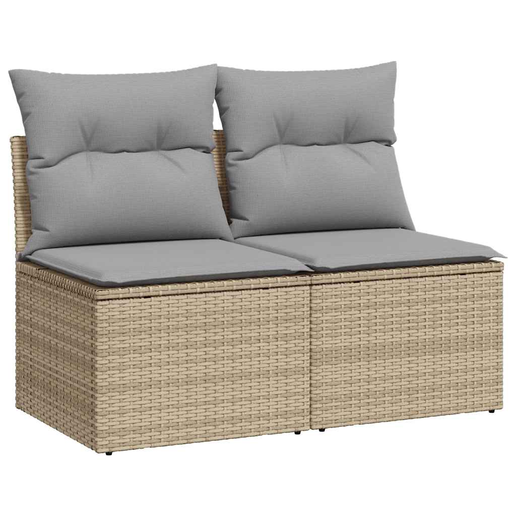 vidaXL 2-tlg. Garten-Sofagarnitur mit Kissen Beige Poly Rattan Akazie