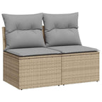 vidaXL 2-tlg. Garten-Sofagarnitur mit Kissen Beige Poly Rattan Akazie