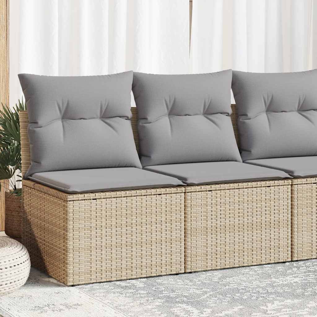 vidaXL 2-tlg. Garten-Sofagarnitur mit Kissen Beige Poly Rattan Akazie