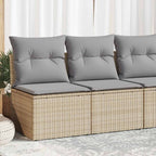 vidaXL 2-tlg. Garten-Sofagarnitur mit Kissen Beige Poly Rattan Akazie