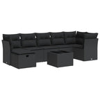 vidaXL 8-tlg. Garten-Sofagarnitur mit Kissen Schwarz Poly Rattan