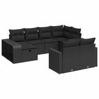vidaXL 10-tlg. Garten-Sofagarnitur mit Kissen Schwarz Poly Rattan