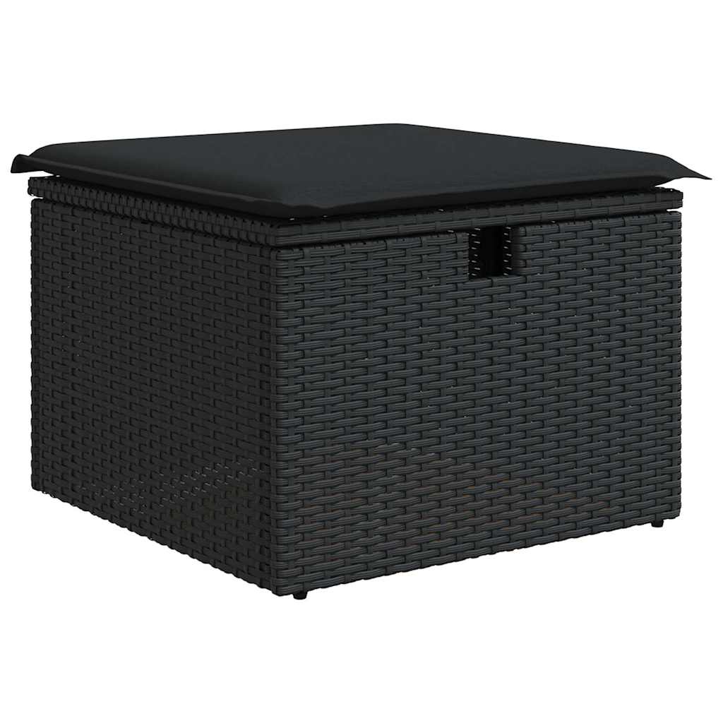vidaXL 10-tlg. Garten-Sofagarnitur mit Kissen Schwarz Poly Rattan