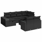 vidaXL 11-tlg. Garten-Sofagarnitur mit Kissen Schwarz Poly Rattan