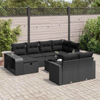 vidaXL 11-tlg. Garten-Sofagarnitur mit Kissen Schwarz Poly Rattan