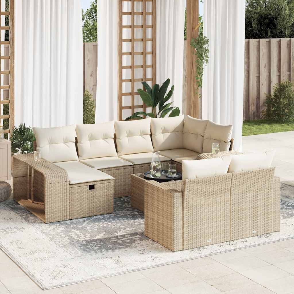 vidaXL 11-tlg. Garten-Sofagarnitur mit Kissen Schwarz Poly Rattan