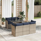 vidaXL 6-tlg. Garten-Sofagarnitur mit Kissen Grau Poly Rattan Akazie