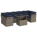 vidaXL 8-tlg. Garten-Sofagarnitur mit Kissen Grau Poly Rattan Akazie