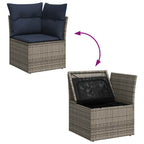 vidaXL 8-tlg. Garten-Sofagarnitur mit Kissen Grau Poly Rattan Akazie