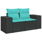 vidaXL 6tlg. Garten-Sofagarnitur mit Kissen Schwarz Poly Rattan Akazie