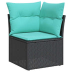 vidaXL 6tlg. Garten-Sofagarnitur mit Kissen Schwarz Poly Rattan Akazie