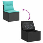 vidaXL 6-teiliges Gartensofa-Set mit Kissen, schwarz, Polyrattan, Akazie