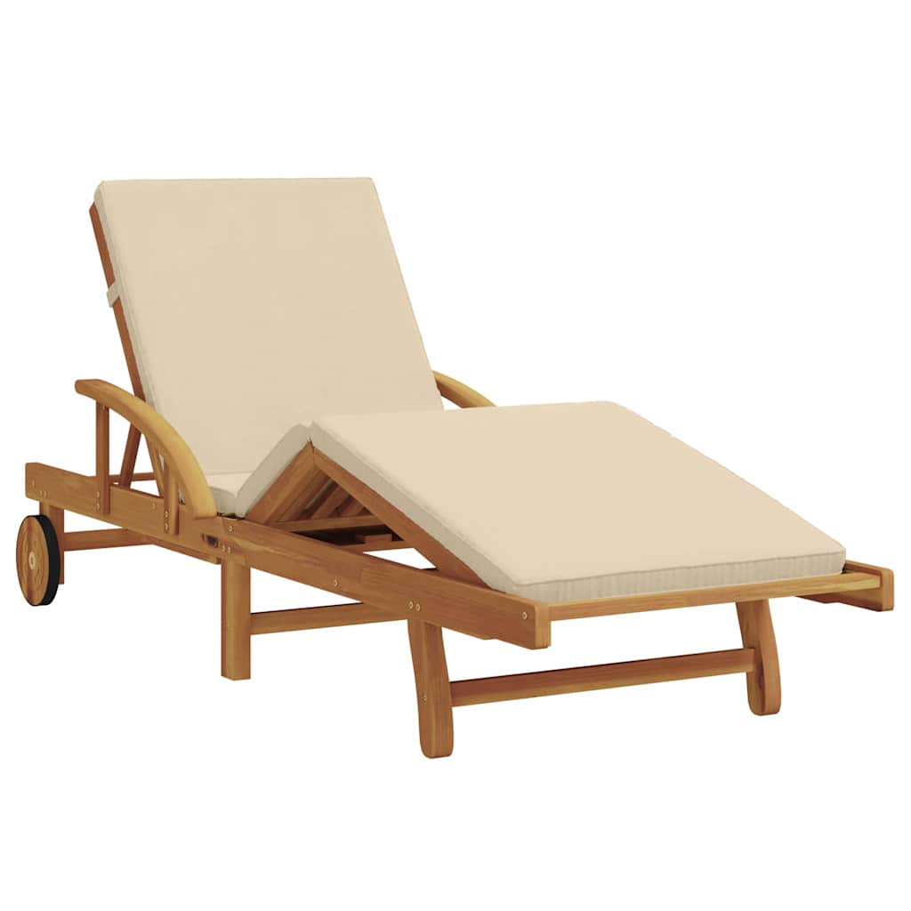 vidaXL Sonnenliege Beige 200 x 67 x 84 cm Massivholz Akazie