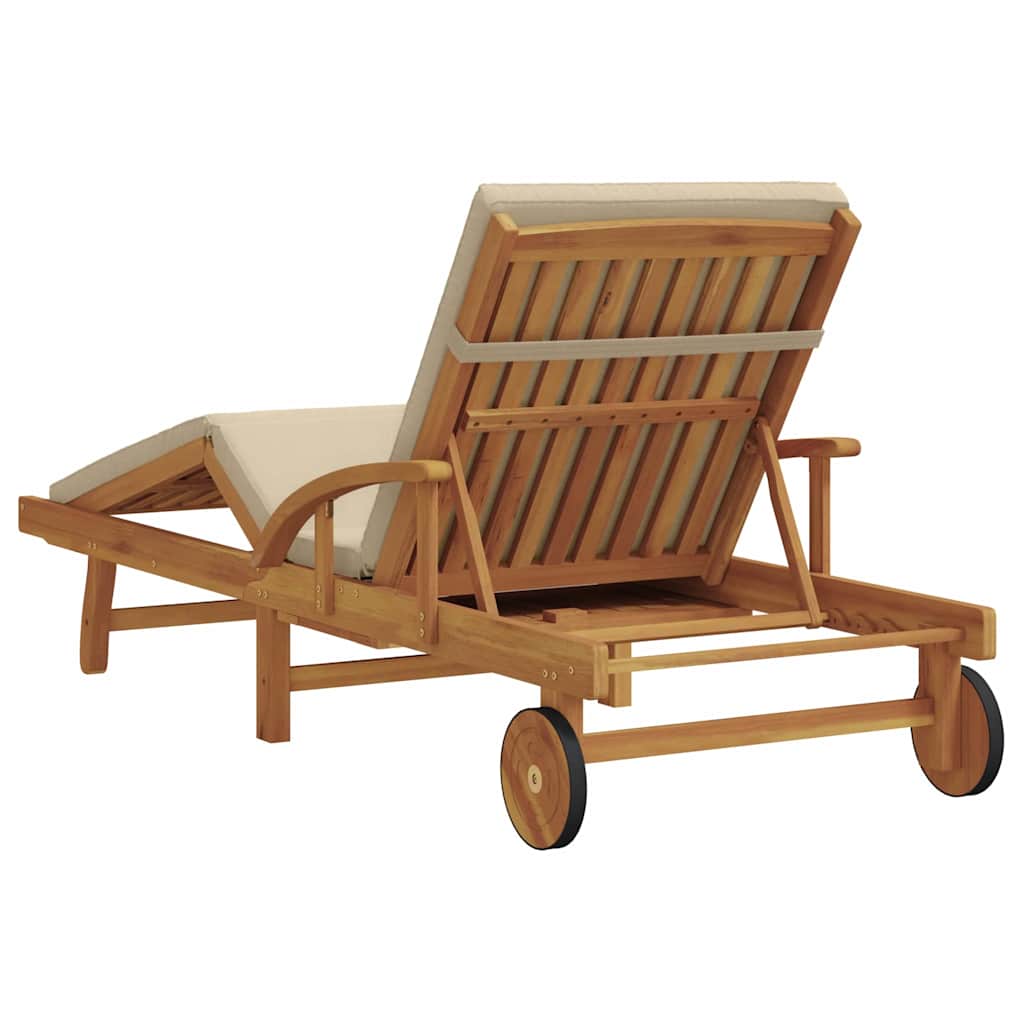 vidaXL Sonnenliege Beige 200 x 67 x 84 cm Massivholz Akazie