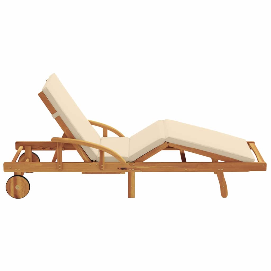 vidaXL Sonnenliege Beige 200 x 67 x 84 cm Massivholz Akazie