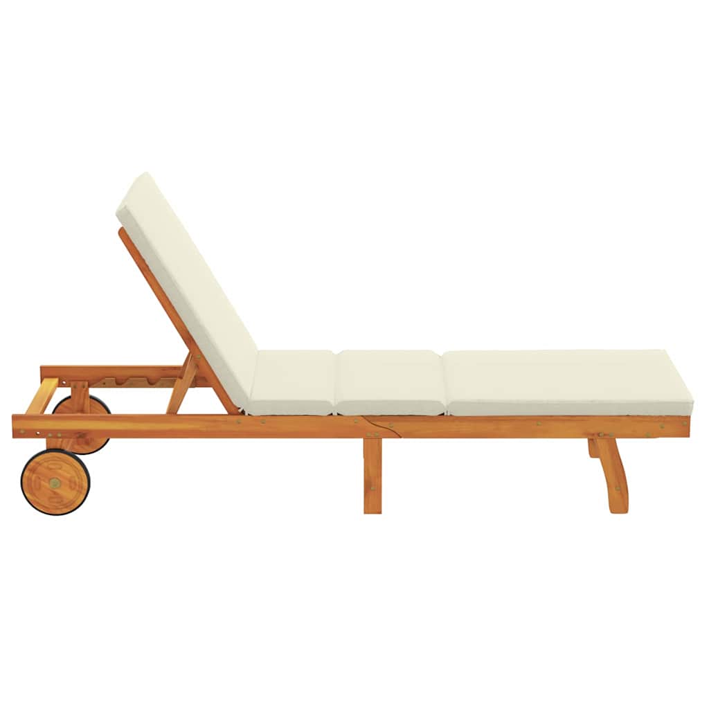 vidaXL Sonnenliege Braun und Creme 199 x 63 x 85 cm Massivholz Akazie