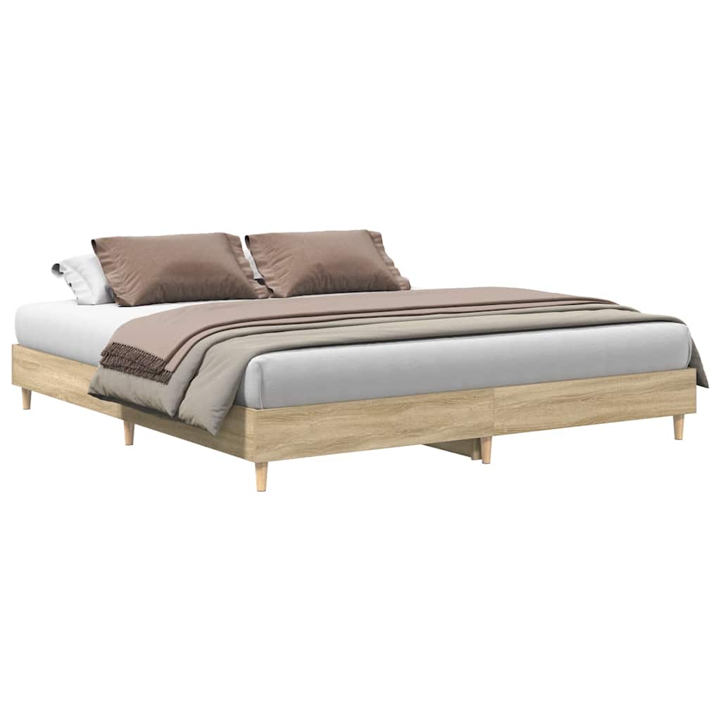 vidaXL Bettgestell ohne Matratze Sonoma-Eiche 200x200 cm Holzwerkstoff