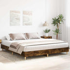 vidaXL Bettgestell ohne Matratze Räuchereiche 200x200 cm Holzwerkstoff