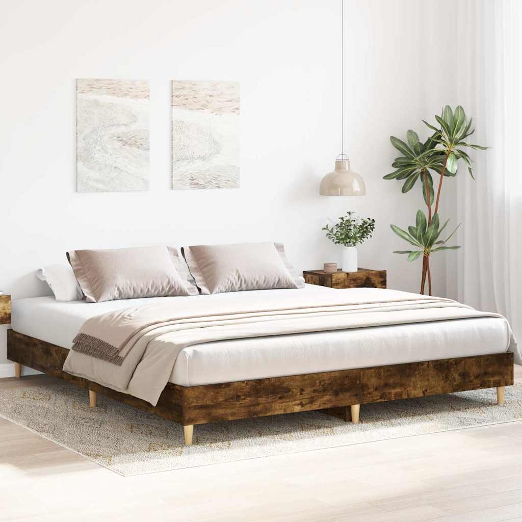 vidaXL Bettgestell ohne Matratze Räuchereiche 200x200 cm Holzwerkstoff