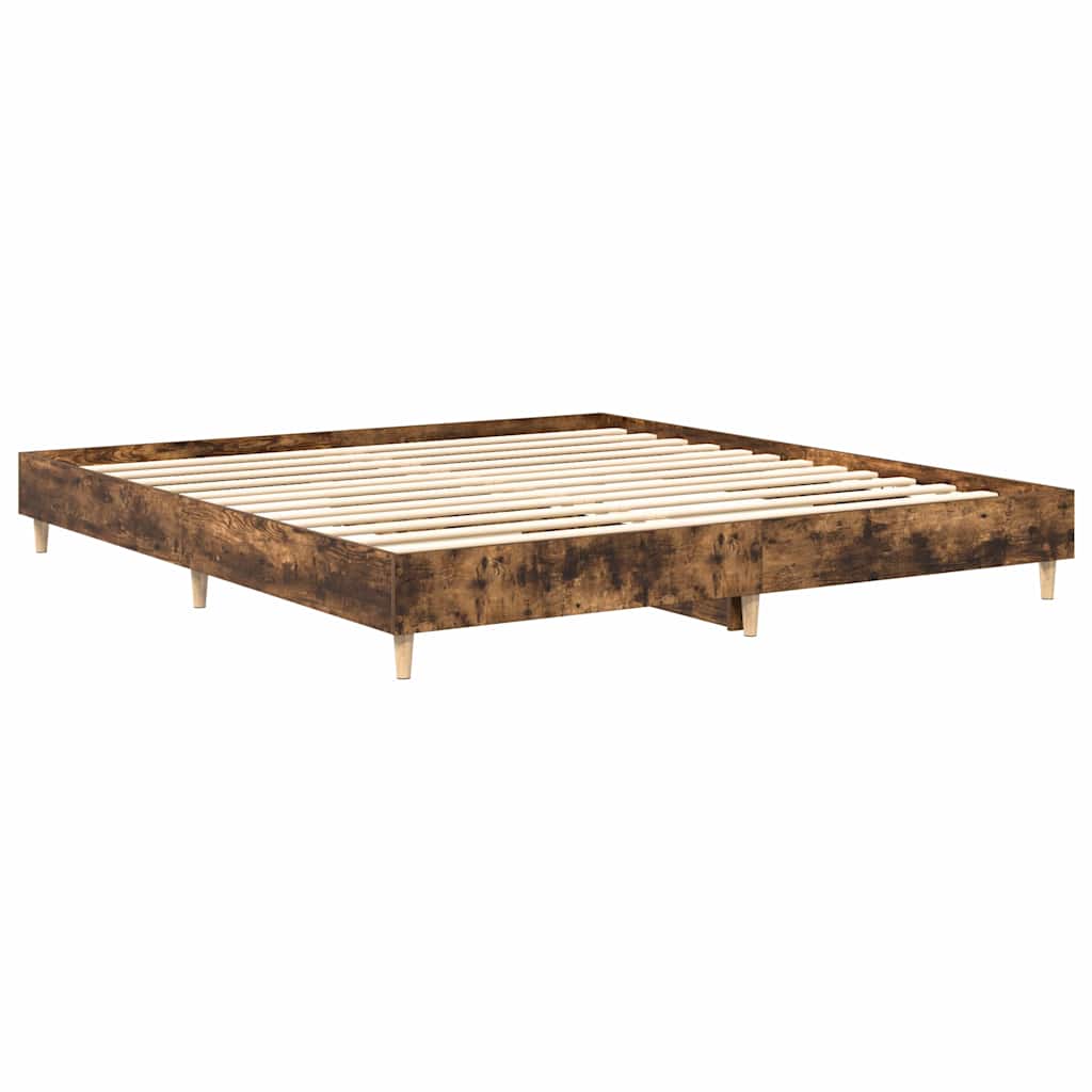 vidaXL Bettgestell ohne Matratze Räuchereiche 200x200 cm Holzwerkstoff