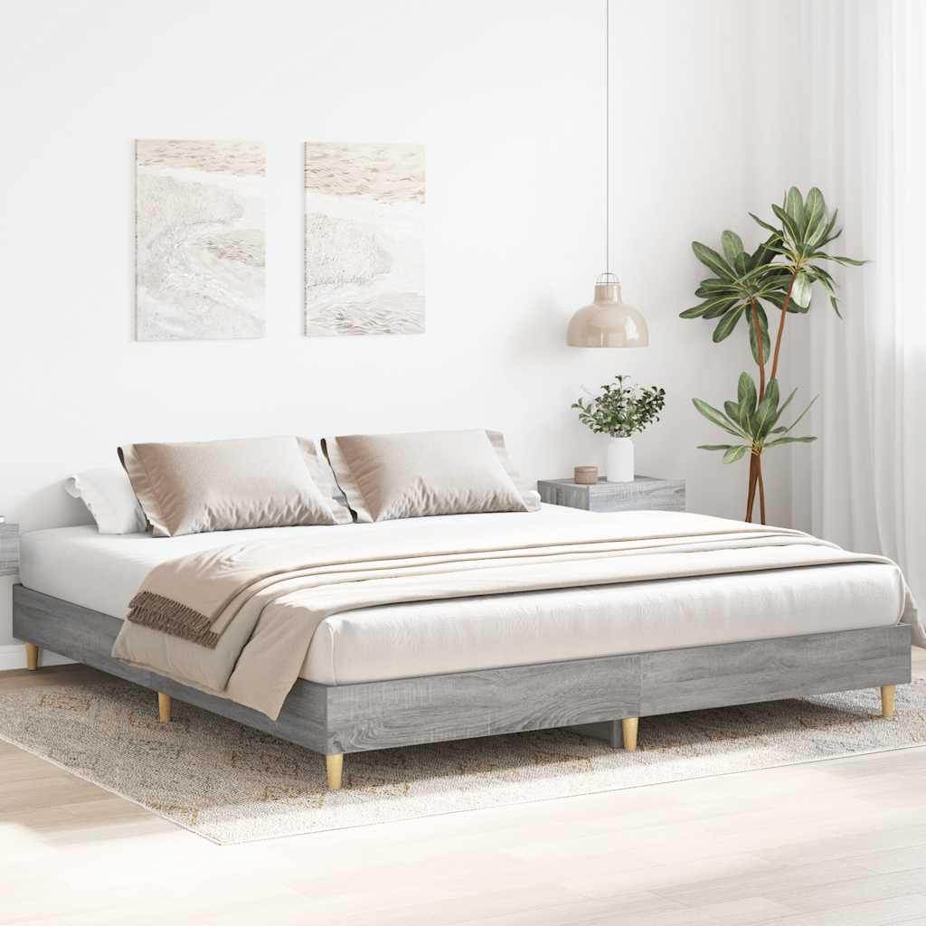 vidaXL Bettgestell ohne Matratze Grau Sonoma 200x200 cm Holzwerkstoff