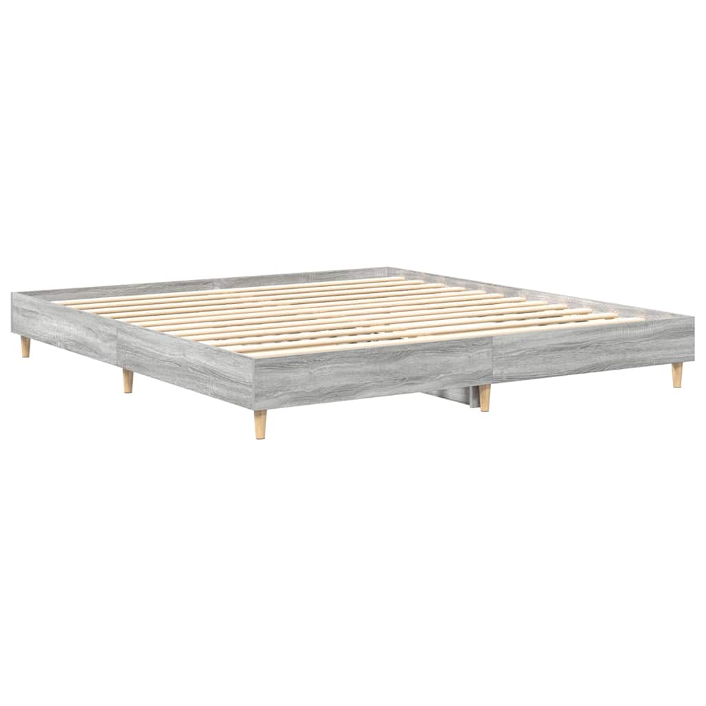 vidaXL Bettgestell ohne Matratze Grau Sonoma 200x200 cm Holzwerkstoff