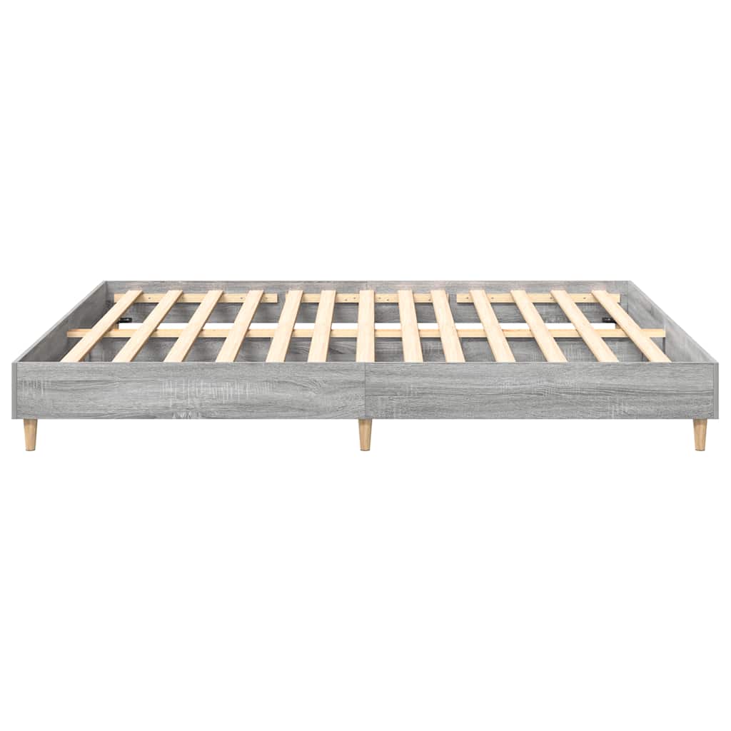vidaXL Bettgestell ohne Matratze Grau Sonoma 200x200 cm Holzwerkstoff
