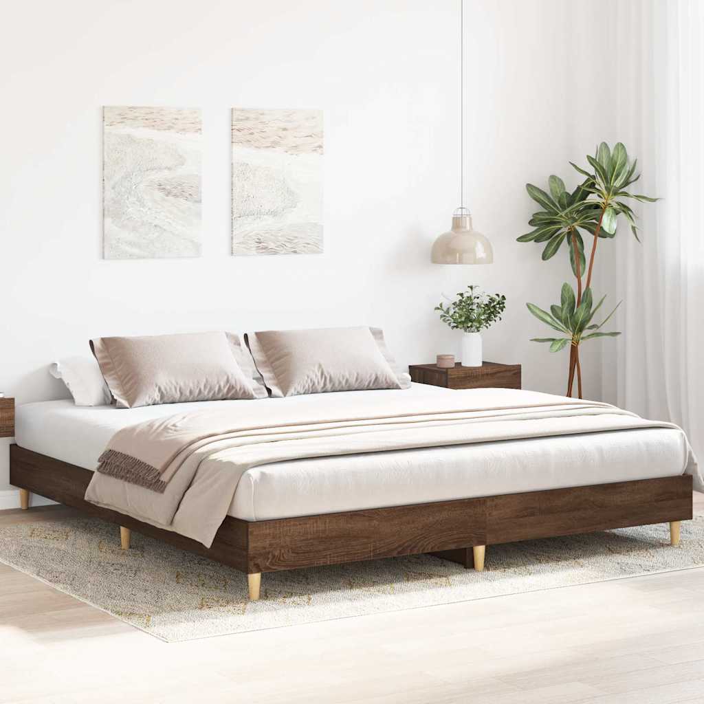 vidaXL Bettgestell ohne Matratze Braun Eichen-Optik 200x200 cm