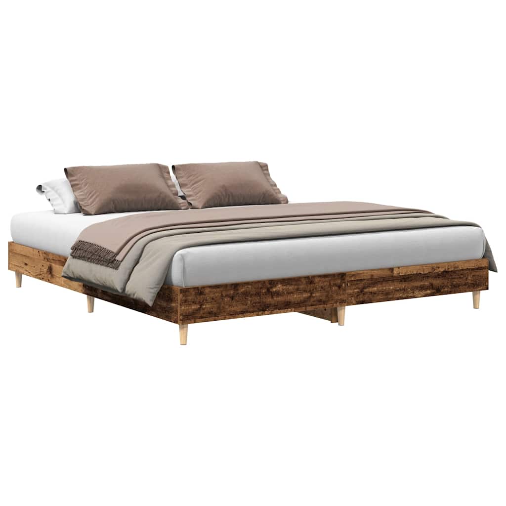 vidaXL Bettgestell ohne Matratze Altholz-Optik 200x200cm Holzwerkstoff