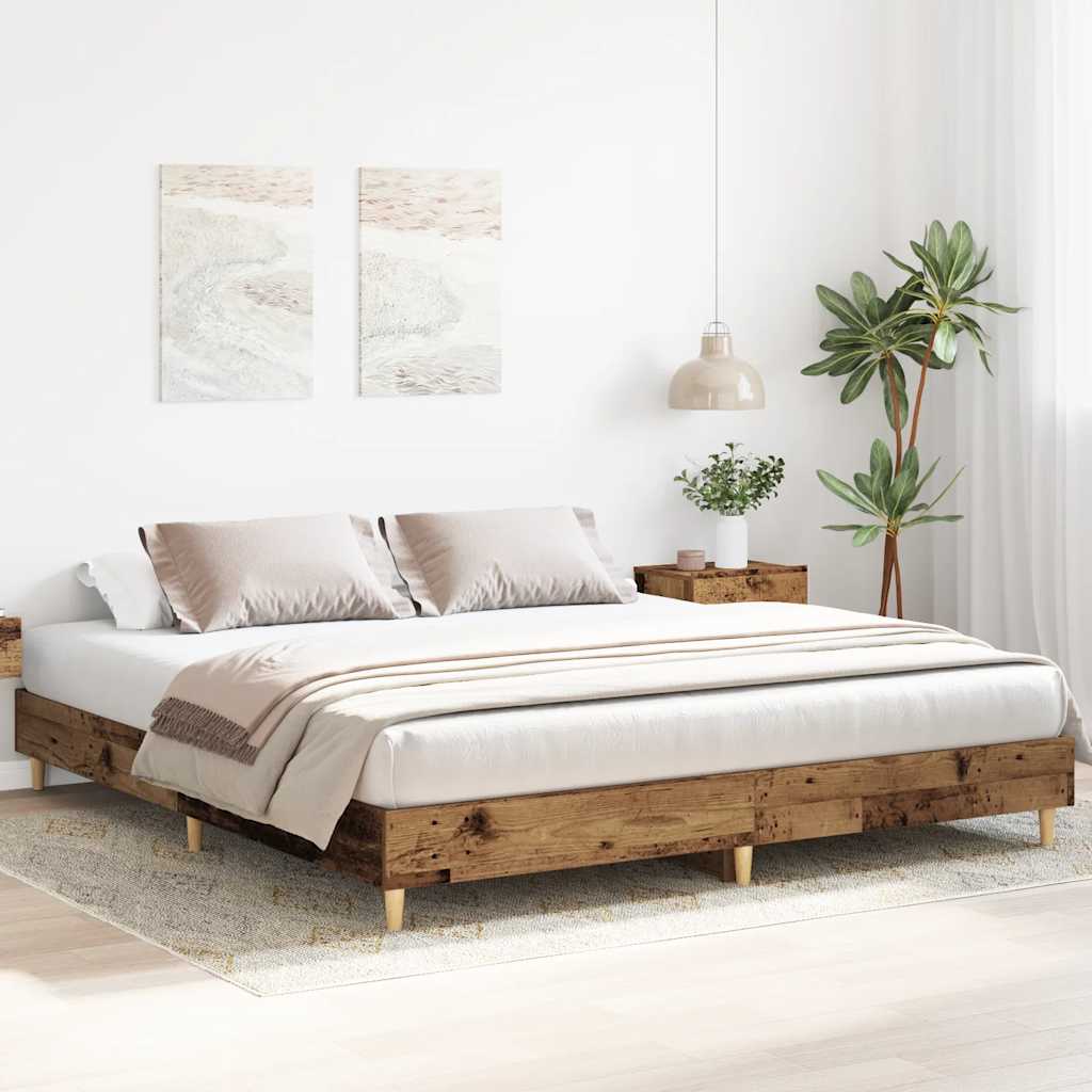 vidaXL Bettgestell ohne Matratze Altholz-Optik 200x200cm Holzwerkstoff