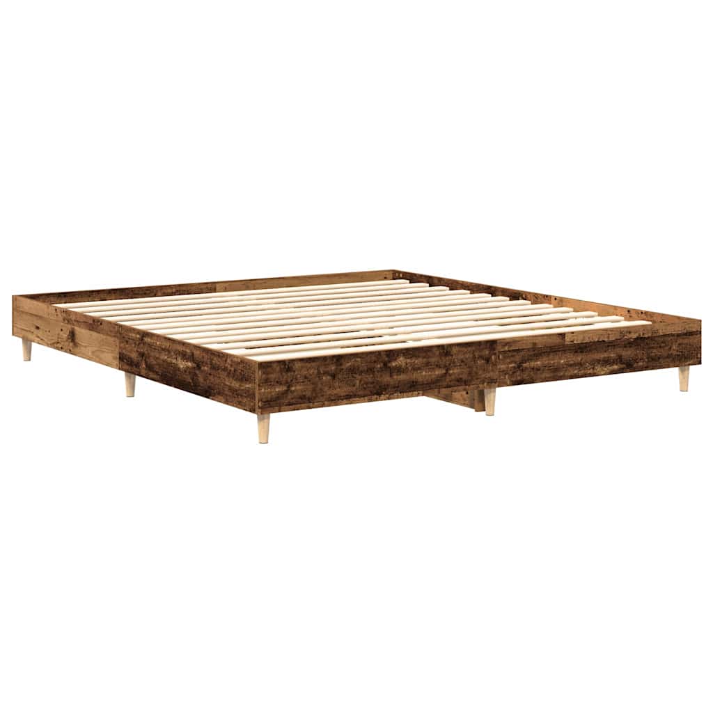 vidaXL Bettgestell ohne Matratze Altholz-Optik 200x200cm Holzwerkstoff