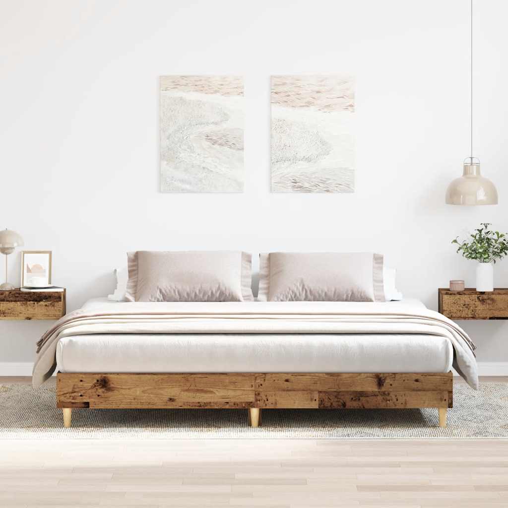 vidaXL Bettgestell ohne Matratze Altholz-Optik 200x200cm Holzwerkstoff