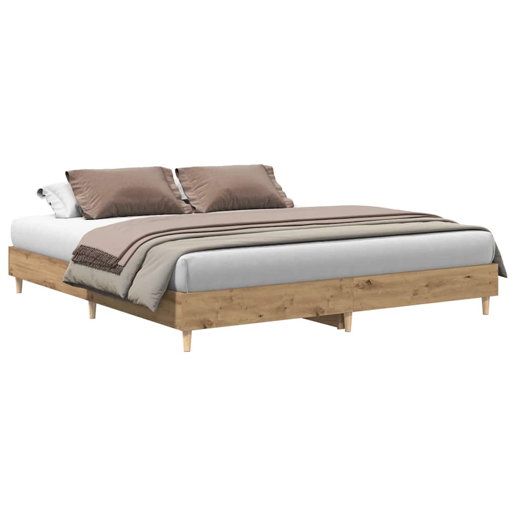 vidaXL Bettgestell ohne Matratze Artisan-Eiche 200x200cm Holzwerkstoff