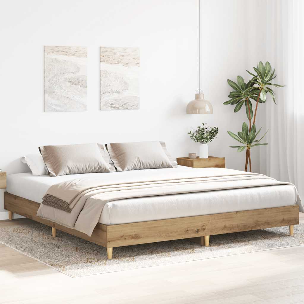 vidaXL Bettgestell ohne Matratze Artisan-Eiche 200x200cm Holzwerkstoff