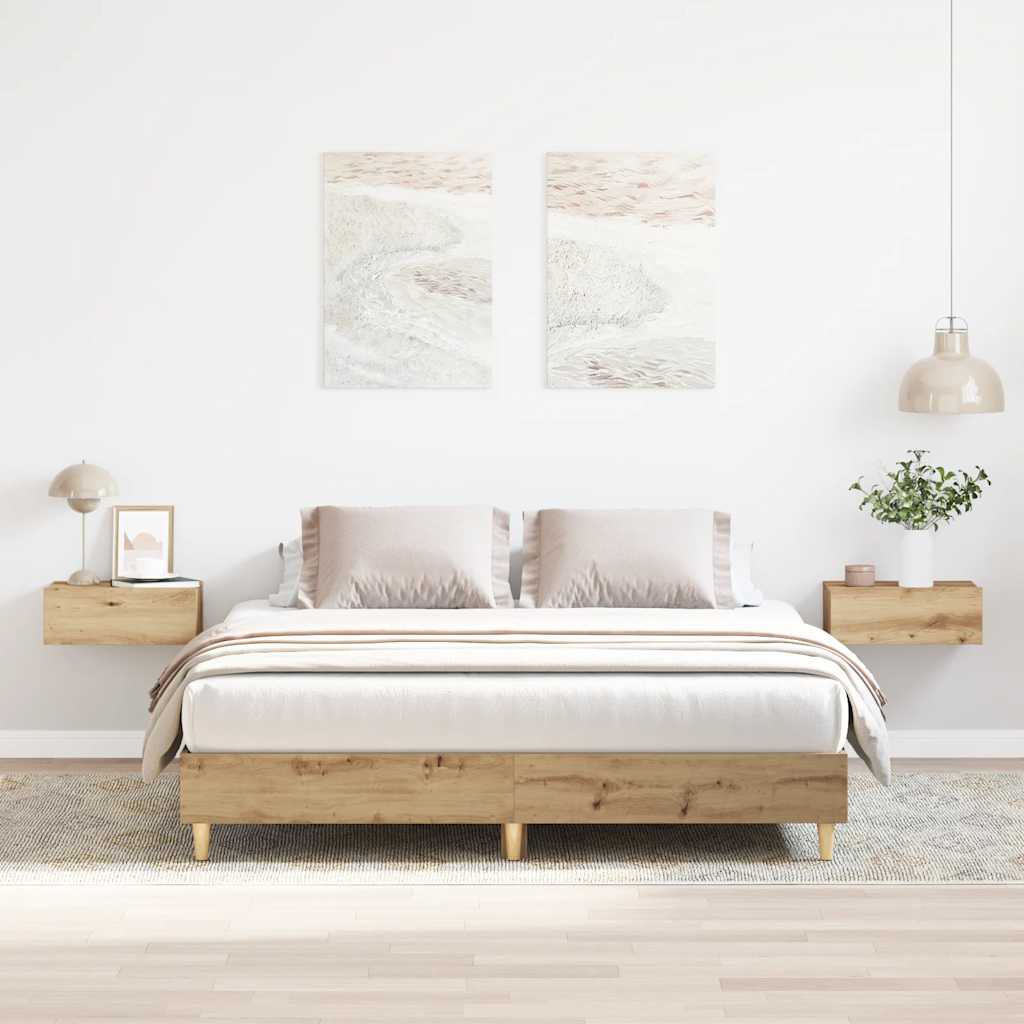 vidaXL Bettgestell ohne Matratze Artisan-Eiche 200x200cm Holzwerkstoff