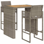 vidaXL 3-tlg. Gartenbar-Set ohne Kissen Grau Poly Rattan Akazie