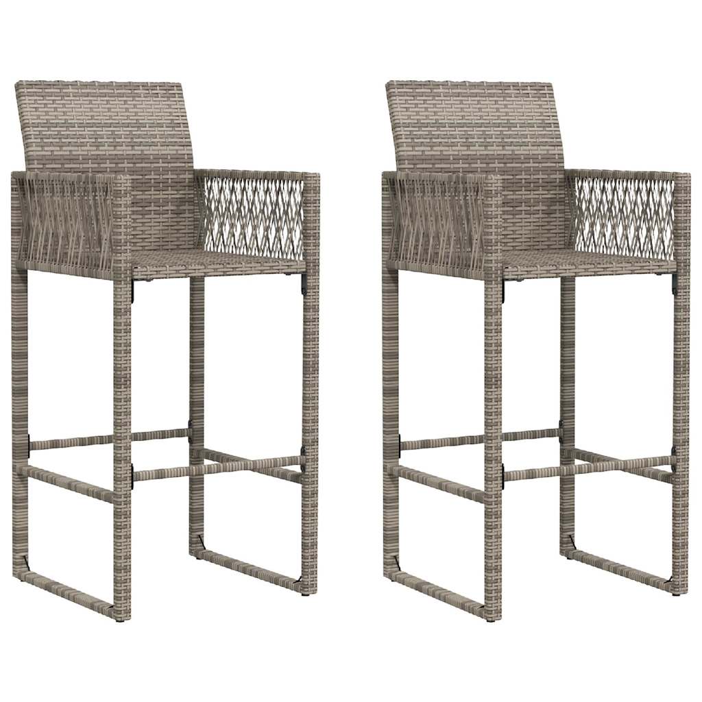 vidaXL 3-tlg. Gartenbar-Set ohne Kissen Grau Poly Rattan Akazie