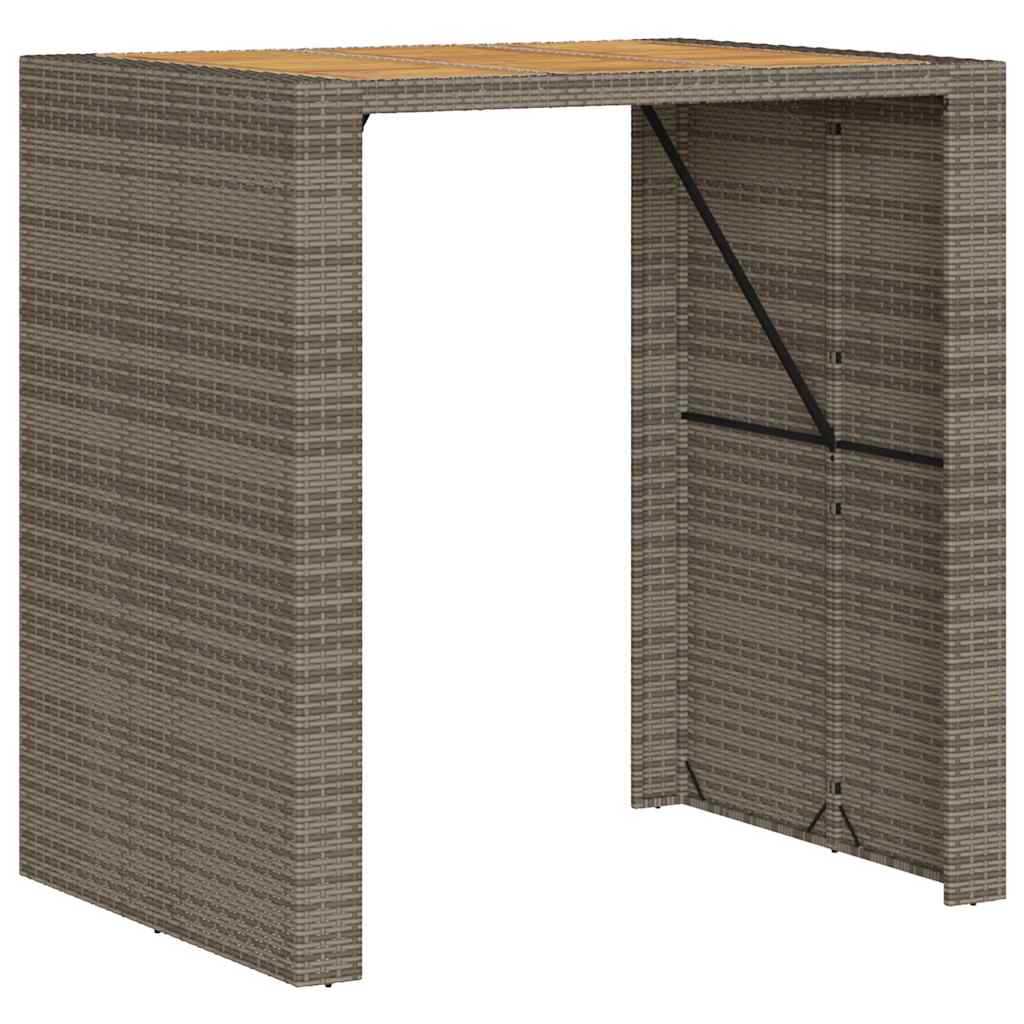 vidaXL 3-tlg. Gartenbar-Set ohne Kissen Grau Poly Rattan Akazie