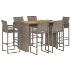 vidaXL 7-tlg. Gartenbar-Set ohne Kissen Grau Poly Rattan Akazie