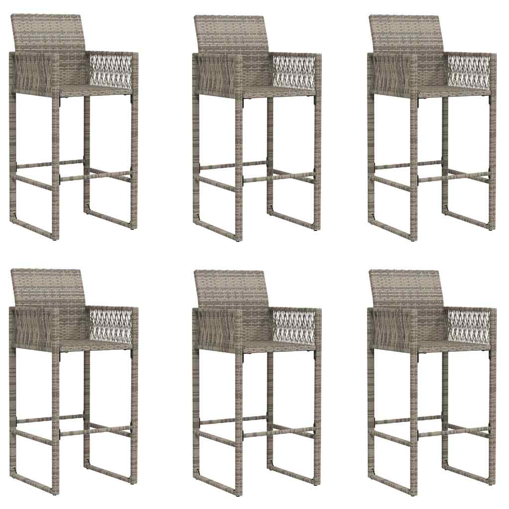 vidaXL 7-tlg. Gartenbar-Set ohne Kissen Grau Poly Rattan Akazie