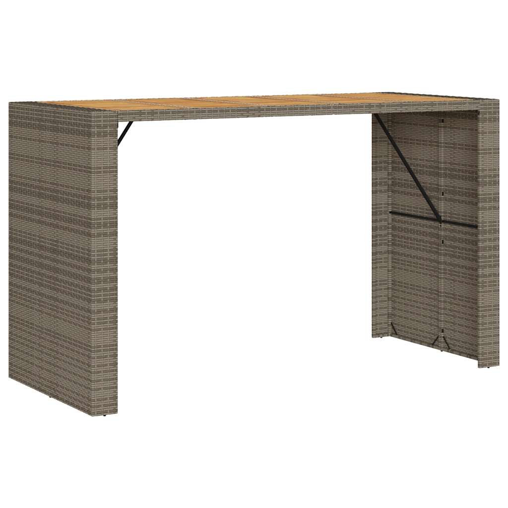 vidaXL 7-tlg. Gartenbar-Set ohne Kissen Grau Poly Rattan Akazie