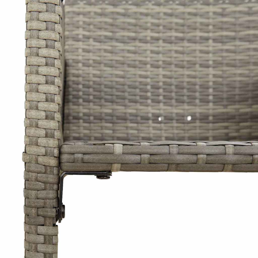 vidaXL 7-tlg. Gartenbar-Set ohne Kissen Grau Poly Rattan Akazie