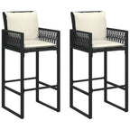 vidaXL 3-tlg. Gartenbar-Set mit Kissen Schwarz Poly Rattan Akazie