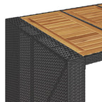 vidaXL 3-tlg. Gartenbar-Set mit Kissen Schwarz Poly Rattan Akazie