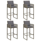 vidaXL 5-tlg. Gartenbar-Set mit Kissen Grau Poly Rattan Akazie