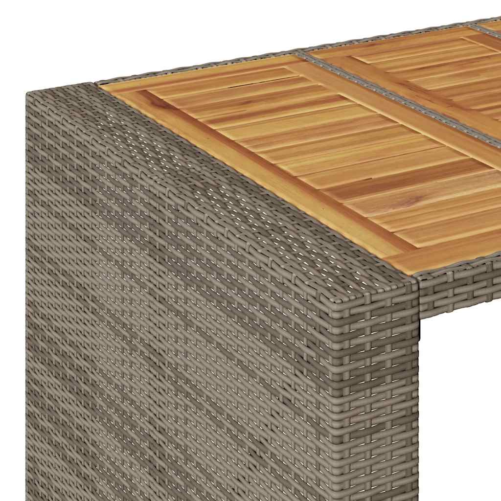 vidaXL 5-tlg. Gartenbar-Set mit Kissen Grau Poly Rattan Akazie