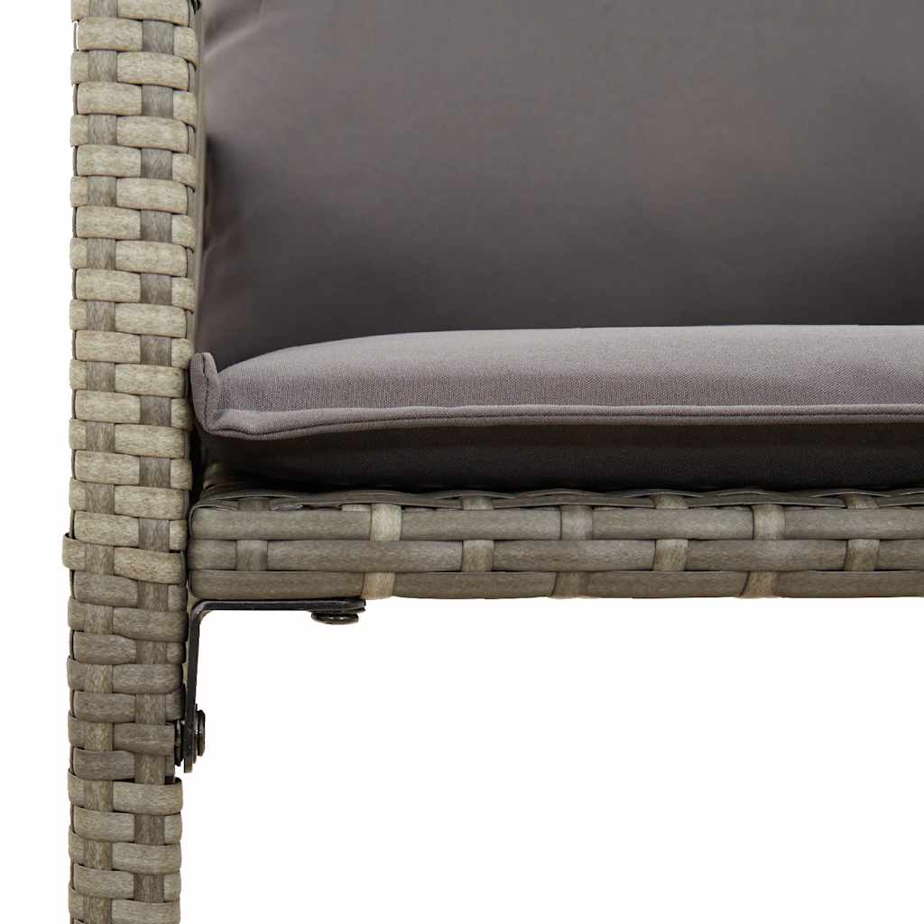 vidaXL 7-tlg. Gartenbar-Set mit Kissen Grau Poly Rattan Akazie