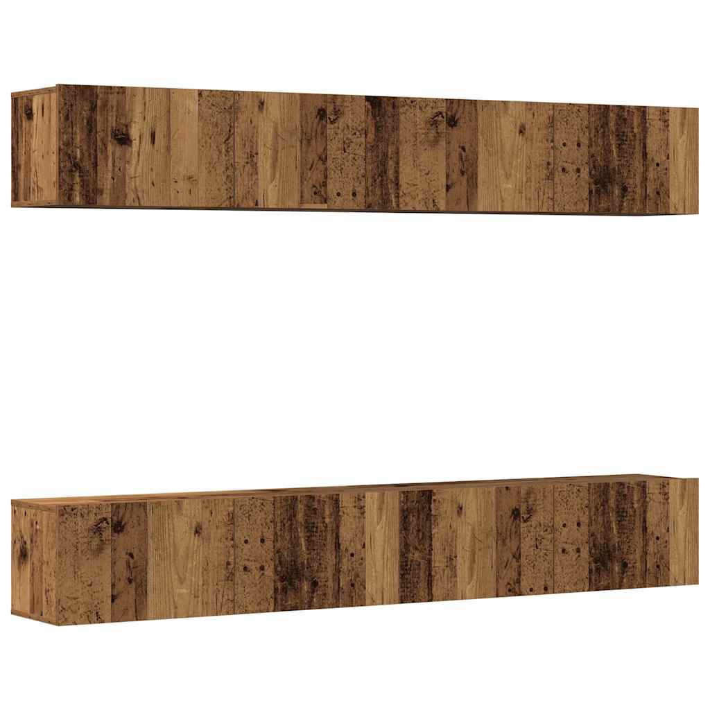vidaXL 4-teiliges TV-Wandschrank-Set Altholz 100x30x30 cm